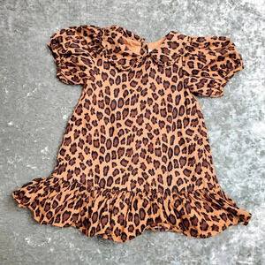 Janie & Jack Leopard Print Puff Sleeve Dress